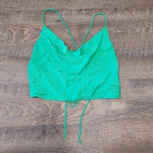 ZARA | Satin Effect Crop Tank Top Strappy Back | Sz. M